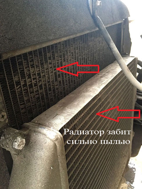 После зимы вся грязь накапливается на радиатор охлаждения двигателя и радиатор охлаждения воздуха (интеркулер HD65,72,78)